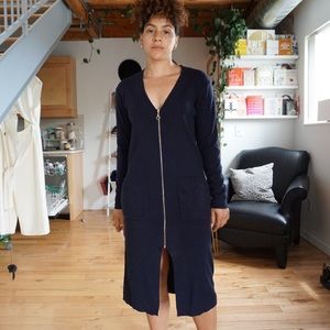 Sweaters - Navy Zip Front Midi Dress Sweaters - Navy Zip Front Midi Dress
